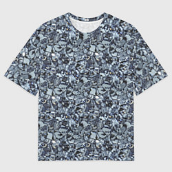 Футболка оверсайз мужская Серо-голубой мелкий камень текстура, цвет: 3D-принт