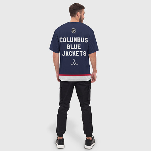 Мужская футболка оверсайз Columbus Blue Jackets - NHL team / 3D-принт – фото 4