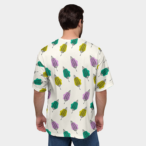 Мужская футболка оверсайз Листья на пятнах / 3D-принт – фото 4