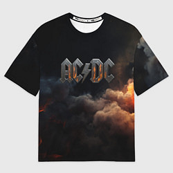 Футболка оверсайз мужская ACDC металлический лого, цвет: 3D-принт