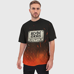 Футболка оверсайз мужская ACDC лого на кассете, цвет: 3D-принт — фото 2