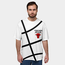 Футболка оверсайз мужская Чикаго Буллз на белом фоне, цвет: 3D-принт — фото 2