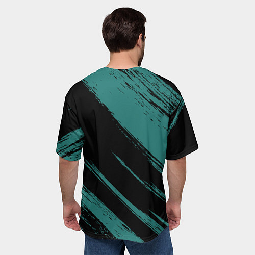 Мужская футболка оверсайз Анахайм Дакс - зеленая краска / 3D-принт – фото 4