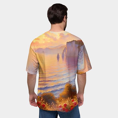 Мужская футболка оверсайз Рассветный залив / 3D-принт – фото 4