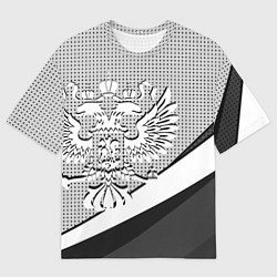 Мужская футболка оверсайз Герб России серый текстурный