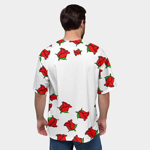 Мужская футболка оверсайз Monster energy steel rose / 3D-принт – фото 4