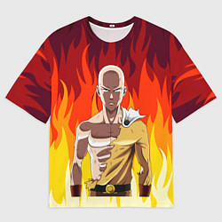 Футболка оверсайз мужская Saitama in fire, цвет: 3D-принт