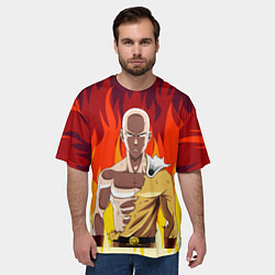 Футболка оверсайз мужская Saitama in fire, цвет: 3D-принт — фото 2