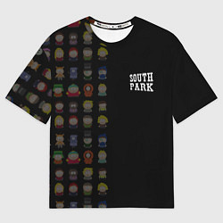 Футболка оверсайз мужская Персонажи Южный парк и лого, цвет: 3D-принт