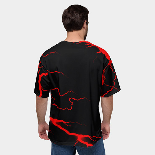 Мужская футболка оверсайз Monster energy storm red / 3D-принт – фото 4