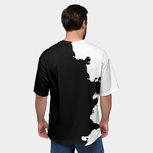 Мужская футболка оверсайз Monster energy краски белые / 3D-принт – фото 4