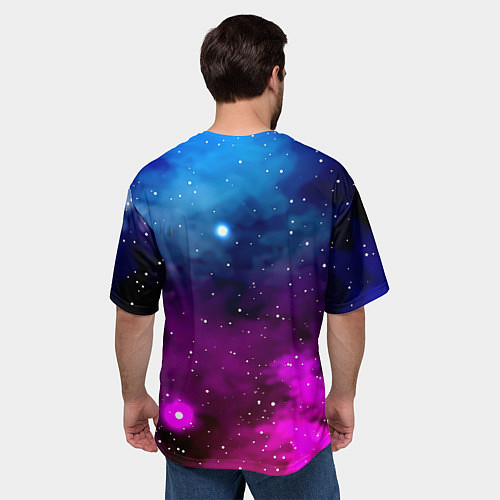 Мужская футболка оверсайз Monster energy neon space / 3D-принт – фото 4