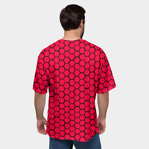Мужская футболка оверсайз Вашингтон Кэпиталз - красные соты / 3D-принт – фото 4