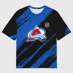 Футболка оверсайз мужская Колорадо Эвеланш - синий и черный, цвет: 3D-принт