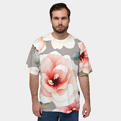 Футболка оверсайз мужская Нежные цветы, цвет: 3D-принт — фото 2
