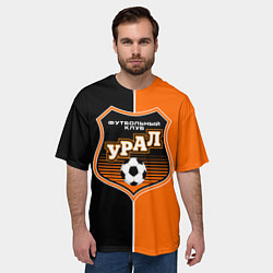 Футболка оверсайз мужская ФК Урал - оранжево черные, цвет: 3D-принт — фото 2