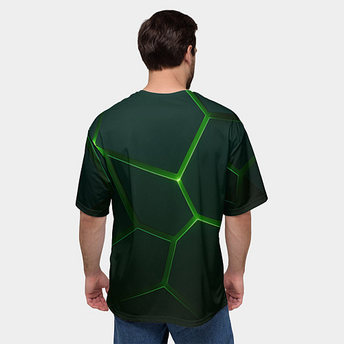 Мужская футболка оверсайз Зеленые нано плиты / 3D-принт – фото 4