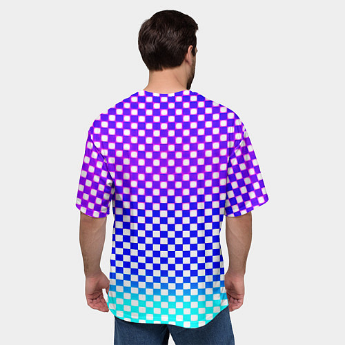 Мужская футболка оверсайз Monster шахматная клетка градиент / 3D-принт – фото 4