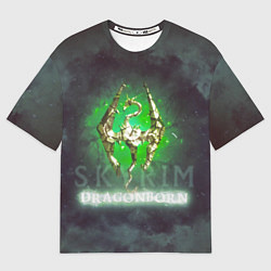 Футболка оверсайз мужская Skyrim gold logo Dragonborn, цвет: 3D-принт