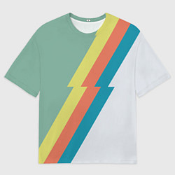 Футболка оверсайз мужская Рок молния Боуи весенняя палитра, цвет: 3D-принт