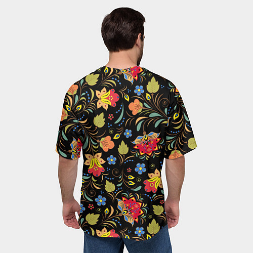 Мужская футболка оверсайз Хохломская роспись с русской матрёшкой / 3D-принт – фото 4