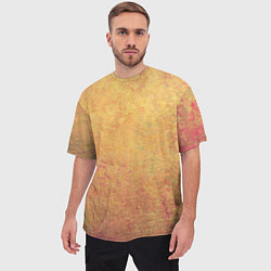 Футболка оверсайз мужская Абстракция - yellow and red old wall, цвет: 3D-принт — фото 2