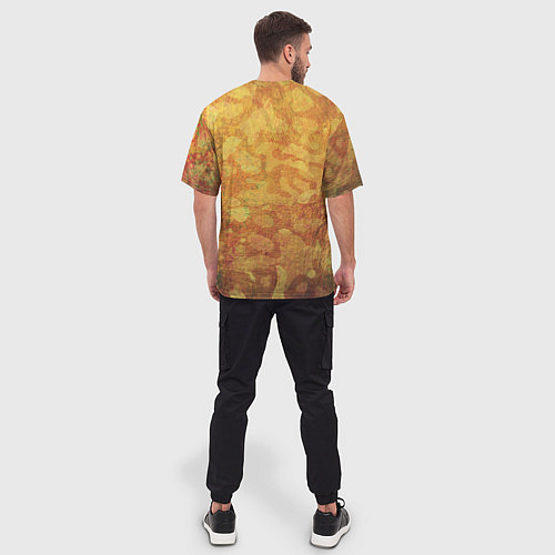 Мужская футболка оверсайз Абстракция - orange camouflage / 3D-принт – фото 4