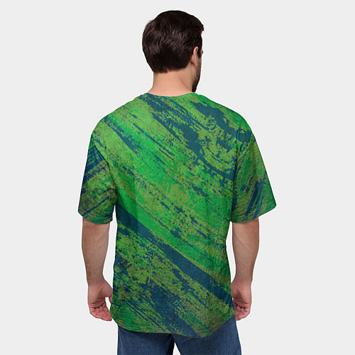 Мужская футболка оверсайз Абстракция - green paint strokes / 3D-принт – фото 4