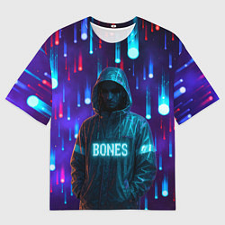 Футболка оверсайз мужская Bones в стиле киберпанк, цвет: 3D-принт