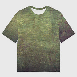 Мужская футболка оверсайз Абстракция - old board painted with green paint