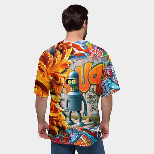 Мужская футболка оверсайз Бендер сгибающий Родригес - граффити / 3D-принт – фото 4
