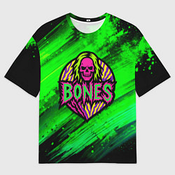 Мужская футболка оверсайз Bones лого с черепом