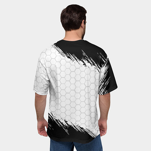 Мужская футболка оверсайз Амбрелла - белые соты / 3D-принт – фото 4