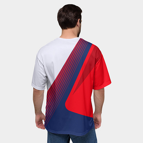 Мужская футболка оверсайз Bones лого на красной краске / 3D-принт – фото 4