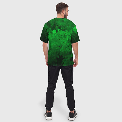 Мужская футболка оверсайз Абстракция - green acid stains / 3D-принт – фото 4