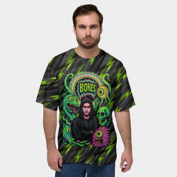 Футболка оверсайз мужская Bones психоделический стиль, цвет: 3D-принт — фото 2