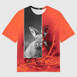 Футболка оверсайз мужская Хмурый кролик, цвет: 3D-принт