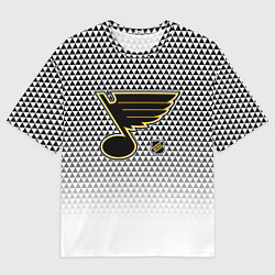 Футболка оверсайз мужская Сент Луис Блюз - белый градиент, цвет: 3D-принт