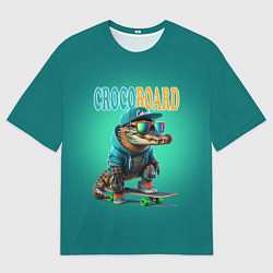 Футболка оверсайз мужская Croco cub is a cool skateboarder, цвет: 3D-принт