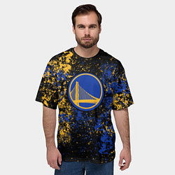 Футболка оверсайз мужская Голден Стэйт Уорриорз - цветовой хаос, цвет: 3D-принт — фото 2