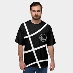 Футболка оверсайз мужская Голден Стэйт Уорриорз - текстура черного мяча, цвет: 3D-принт — фото 2