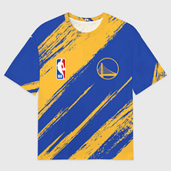 Мужская футболка оверсайз Голден Стэйт Уорриорз - желто синие