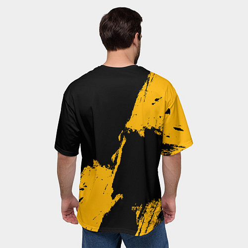 Мужская футболка оверсайз Голден Стэйт Уорриорз - брызги желтой краски / 3D-принт – фото 4