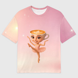 Мужская футболка оверсайз Балерина капучино ии мем