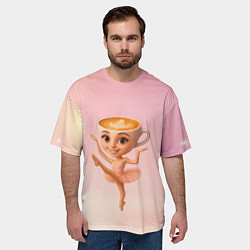 Футболка оверсайз мужская Балерина капучино ии мем, цвет: 3D-принт — фото 2
