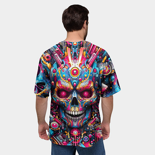 Мужская футболка оверсайз Art cyber skull - ai art fantasy / 3D-принт – фото 4