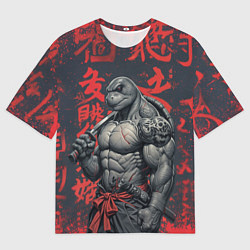 Мужская футболка оверсайз Антропоморфная черепаха воин - нейроарт