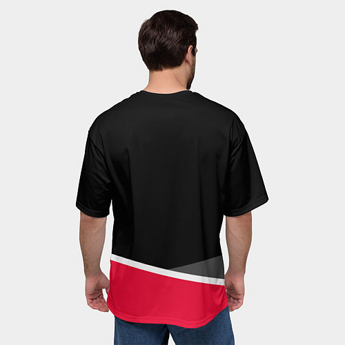 Мужская футболка оверсайз Хьюстон Рокетс - линии / 3D-принт – фото 4