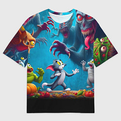 Мужская футболка оверсайз Кошмарный сон Тома - нейроарт фантазия