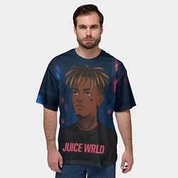 Футболка оверсайз мужская Juice WRLD - Неоновый аниме арт, цвет: 3D-принт — фото 2